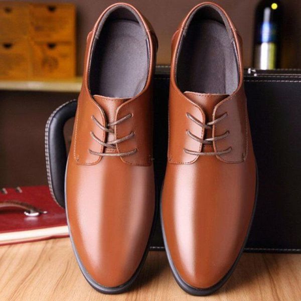 

2020 men dress shoes business formal man leather shoes solid color elegant party casual wedding british style shoe, Black