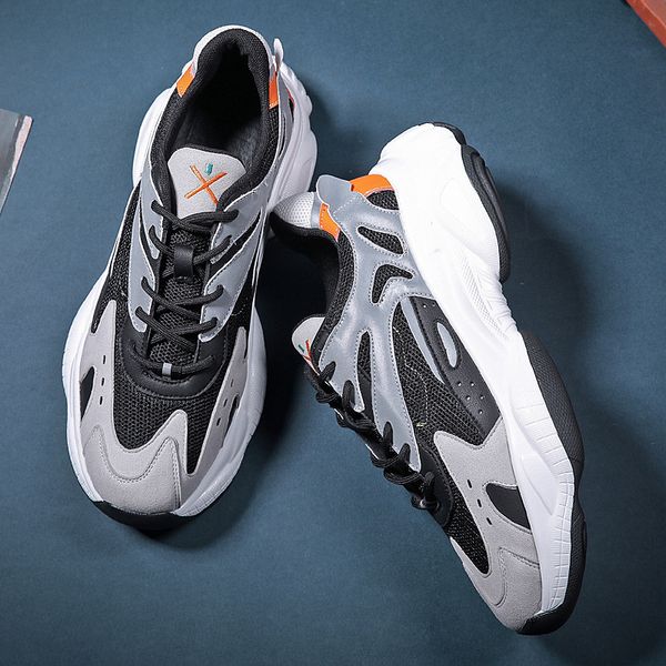 

ins super dad shoes male thick extra height black all-matching sports leisure white korean style trendy shoes autumn, Black;white