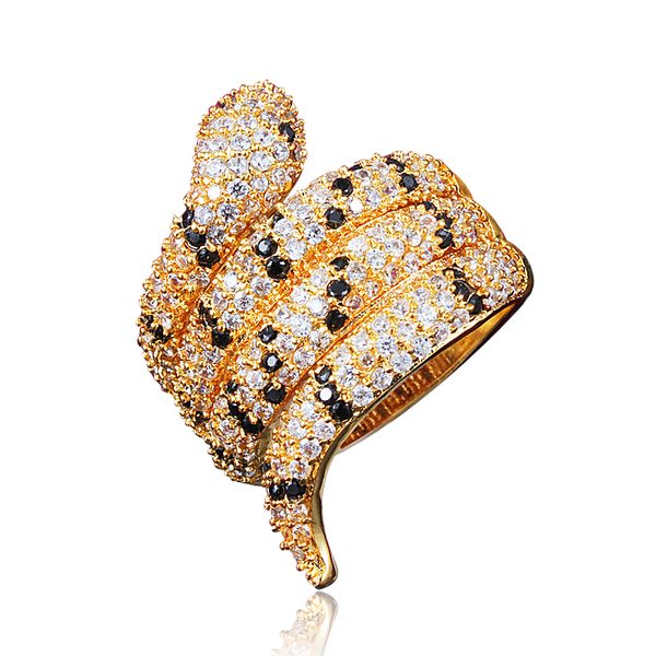 

2020 new 18k gold plated snake finger ring with zircon fashion party jewelry for women birthday gifts drop shipping, Silver