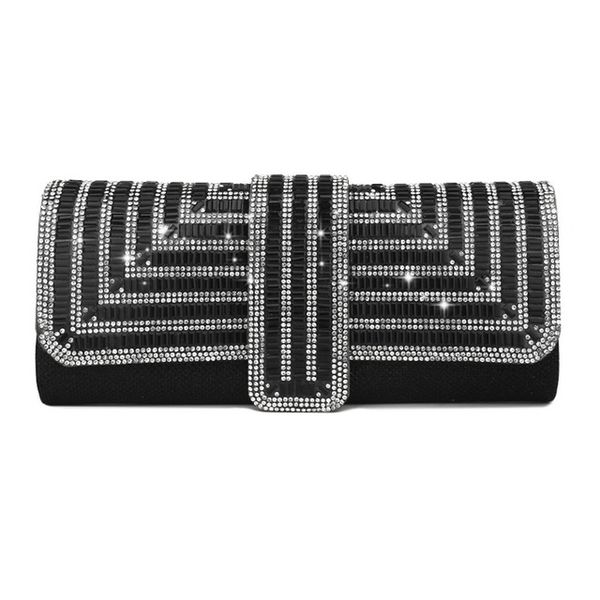 

black clutch purse and handbag women party evening bag luxury rhinestone wedding female envelop shoulder bag
