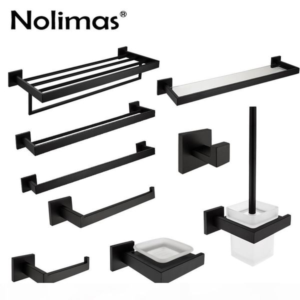 

sus 304 stainless steel bathroom hardware set black matte paper holder toothbrush holder towel bar bathroom accessories sqcdtx trustbde