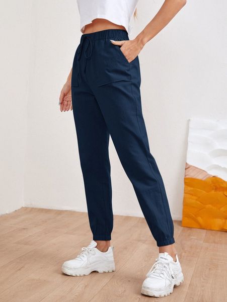 

patch pocket solid pants i3hp#, Black;white