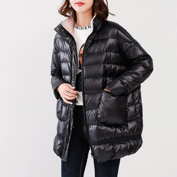 

jacket 20% white duck fashion winter coat puffer womens down jacekts plus size 2020 piumino donna wfwz04w07 kj4797, Black