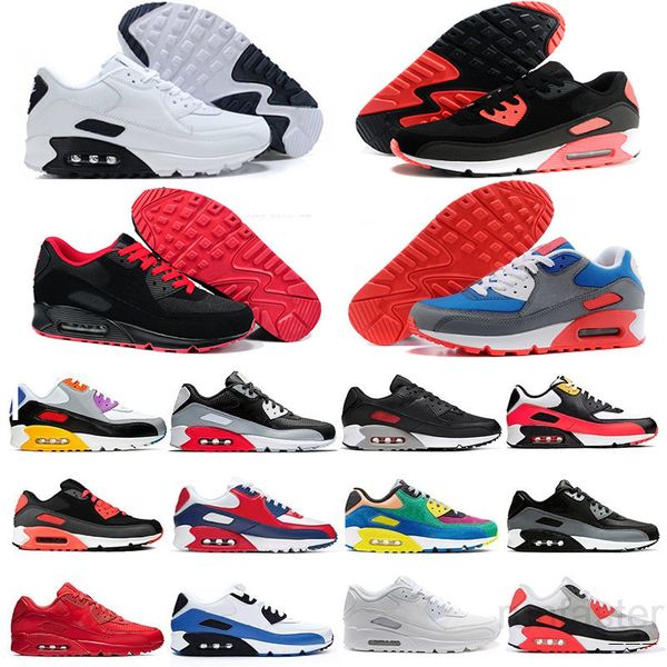 

new design 2019 air cushion 90 casual men women shoes black white red 90 sneakers classic air90 trainer outdoor sports jg3a