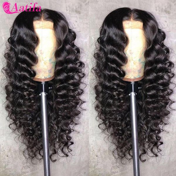 

loose deep wave human hair wigs malaysian 13x4 lace front wigs for black women lace frontal 180% density pre plucked baby hair, Black;brown