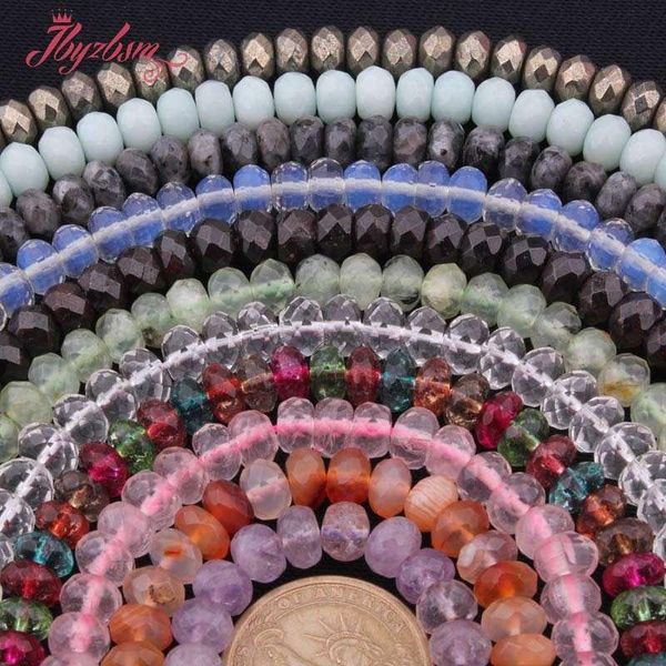 

4x8,5x8mm faceted rondelle beads amazonite,pytite,agates natural stone beads for diy necklace jewelry making 15" ing