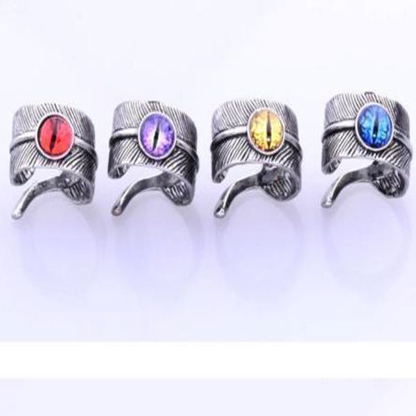 

new styles men fashion retro antique silver stainless steel feather ring band jewelry gift - + gift, Golden;silver