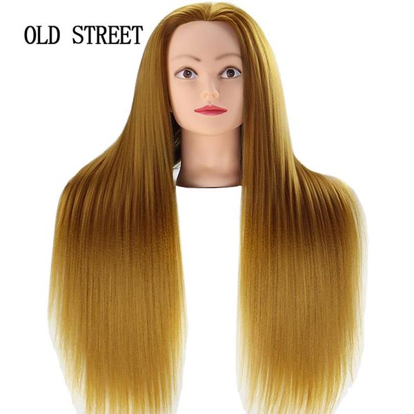 

salon mannequin head for editing beauty hair with yaki synthetic hair golden 24inch barber training model head for ha wmtusm, White