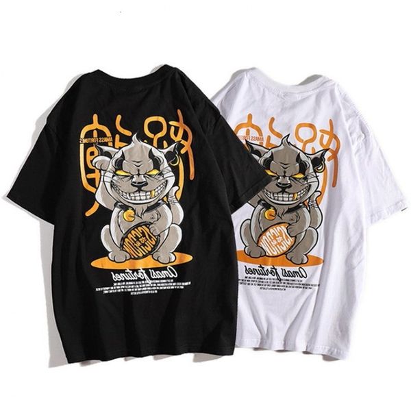 

street fashion brand t-shirt men's 2020 summer hip hop trend, White;black