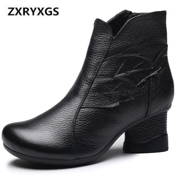 

boots 2021 famous autumn and winter women shoes retro genuine leather elegant handmade high heel women1, Black