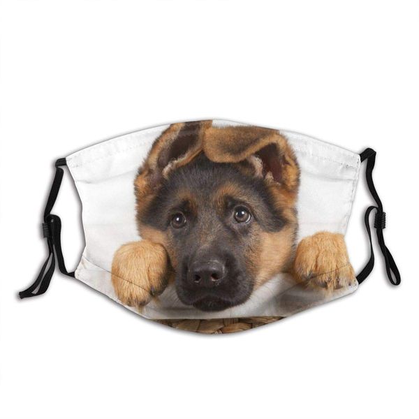 

cute german shepherd puppy dog face mask with filter pocket washable reusable face bandanas balaclava with 2 pcs filters