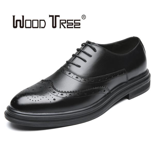 

woodtree spring and autumn men's business leather flats men's british flat shoes soft comfortable wearable shoes, Black