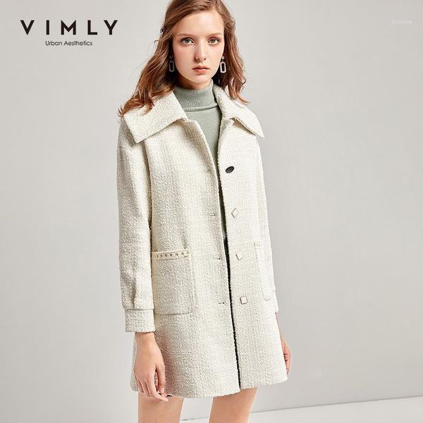 

vimly woolen jacket women winter elegant lapel single breasted pockets overcoat autumn warm female coats 301731, Black