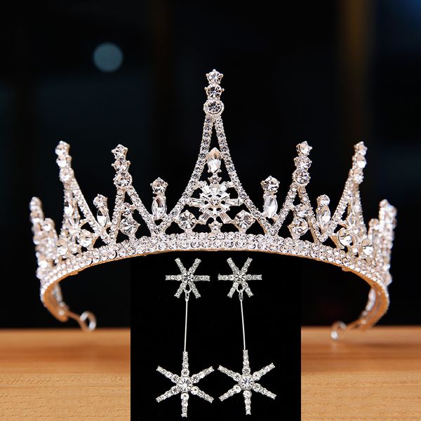 

grand crown bride headdress exquisite water diamond hair decoration studio dress modeling wedding accessories, Silver