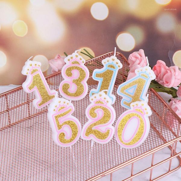 

other festive & party supplies 1pcs arabic numerals birthday candles gold sliver kids crown for cake decoration cake1
