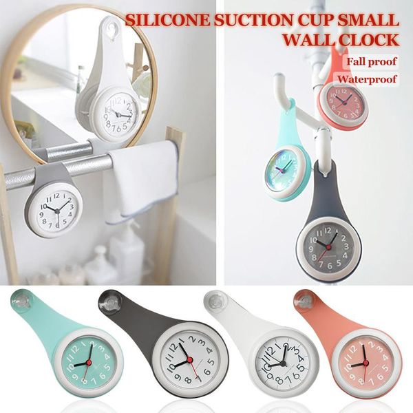 

bathroom waterproof clock wall clock with sucker quiet bathroom kitchen bath household decor waterproof wall