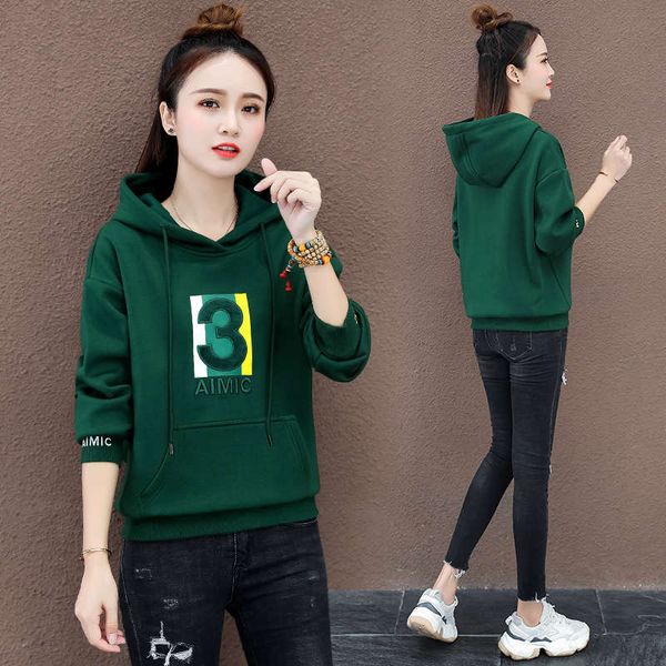 

cashmere sweater women's new autumn and winter hooded loose korean version thickened short western style jacket fashion, Black