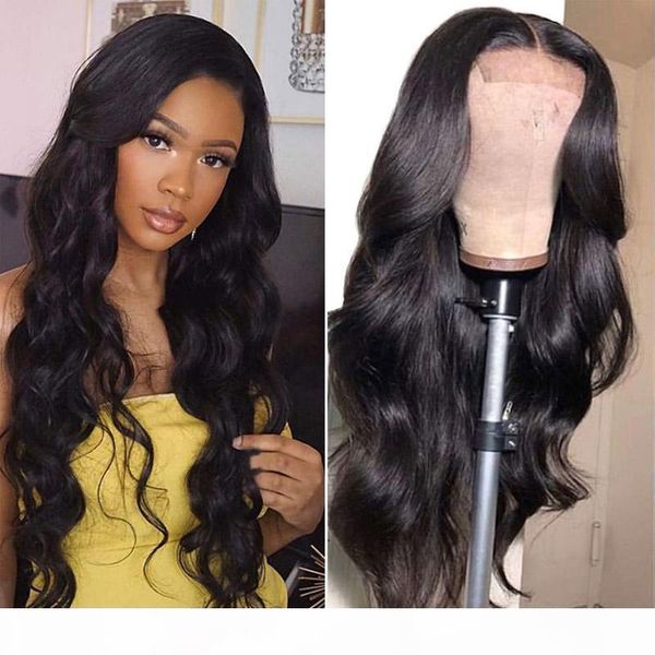 

long natural body wave 360 lace wigs human hair wig pre plucked hairline with baby hair natural color 130%~180% density for black women, Black;brown