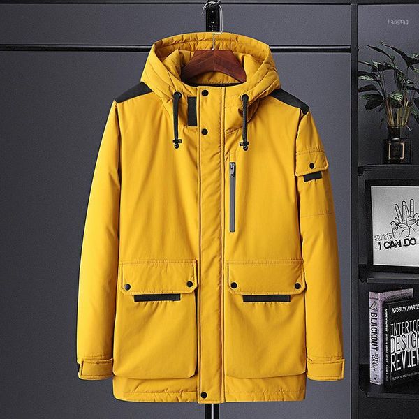 

winter parka men's solid jacket 2020 new arrival thick warm coat long hooded jacket fur collar windproof padded coat fashion men1, Black