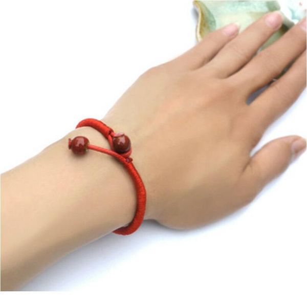 

1pc fashion chinese red lucky bracelet for women men ceramic beads braided rope cord bracelets for couple love jllqfb, Black