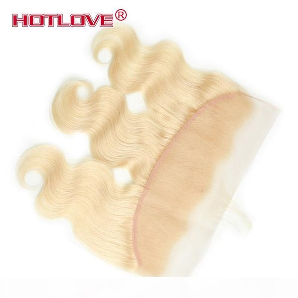 

part body wave 613 blonde pre plucked frontal ear to ear closure 13*4 inch brazlian peruvian malaysian virgin blonde frontal body wavy, Black
