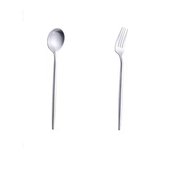 

silver portuguese tableware , two piece set, dessert spoon / fork, can be used for home, restaurant, picnic, etc