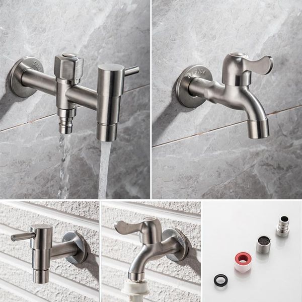 

bathroom sink faucets 304 stainless steel garden faucet wall mounted brushed outdoor bibcock wash basin mop lengthen torneira parede