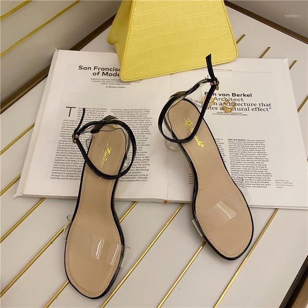 

sandals woman transparent rhinestone pointed toe sandals thin high heels slingback bling back strap party wedding sandal1, Black