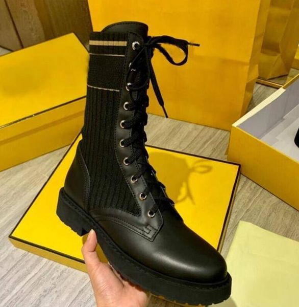 

rockokoboot women boots knitted stretch martin neakers black leather knight short booties design casual boottem size35-41