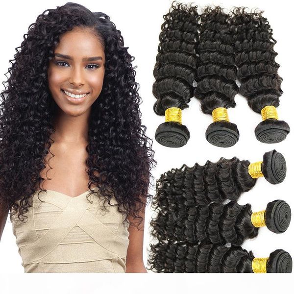 

new arrival deep wave brazilian virgin hair malaysian indian peruvian cambodian deep wave curly hair weaves 5 6 bundles human hair weaves, Black