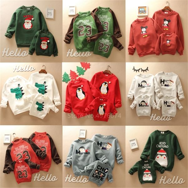 Ebeveyn-çocuk 2020 Yeni Yıl Aile Noel Kazak Noel Pijama Sıcak Noel Baba Elk Bebek Kız Erkek Yetişkin Çocuklar Kazak Hediye LJ201111