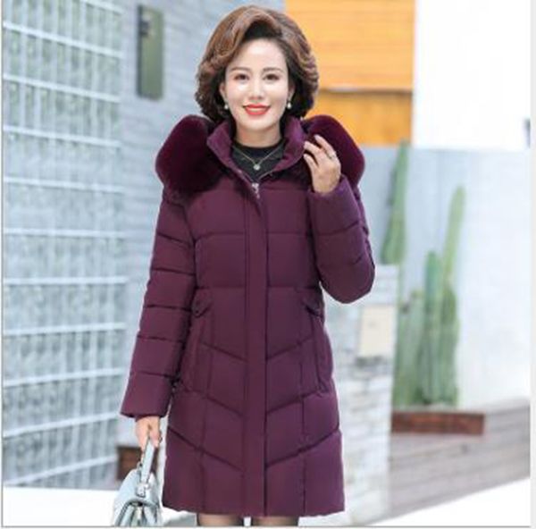

wholesale winter mothers wear new women's mid-length slim down padded jacket, Black