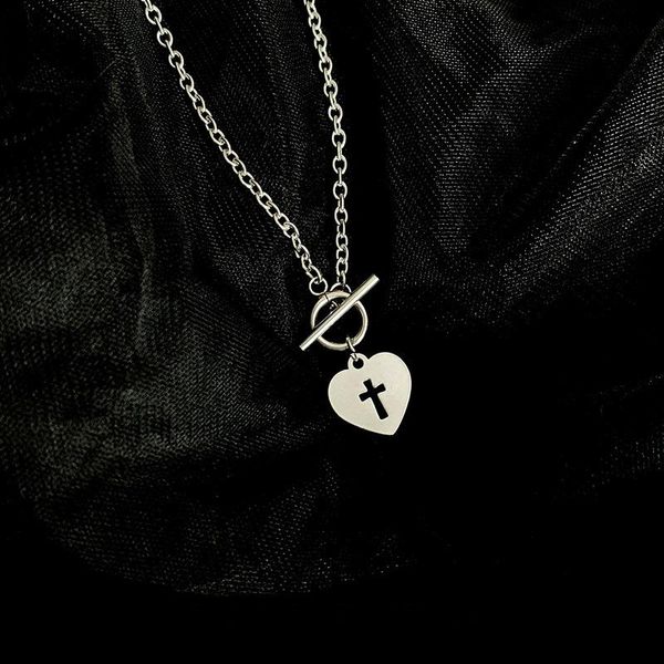 

kpop harajuku vintage гот нержавеющей стали любовь крест кулон ot пряжки колье цепи для женщин egirl друзья punk ювелирная sqcnmm, Black;white