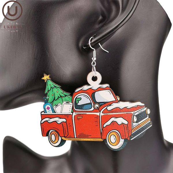 

dangle & chandelier ukebay drop earrings christmas gift women wood party jewelry accessories classic eardrop tree car shape, Silver