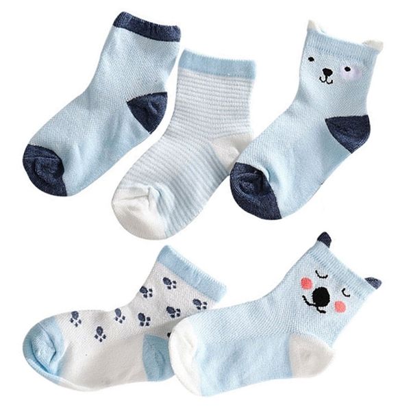 

5 pairs/lot baby boy girl socks spring summer for newborn infant toddler casual cartoon animals kids mesh cotton socks 0-5 years y201009, Pink;yellow