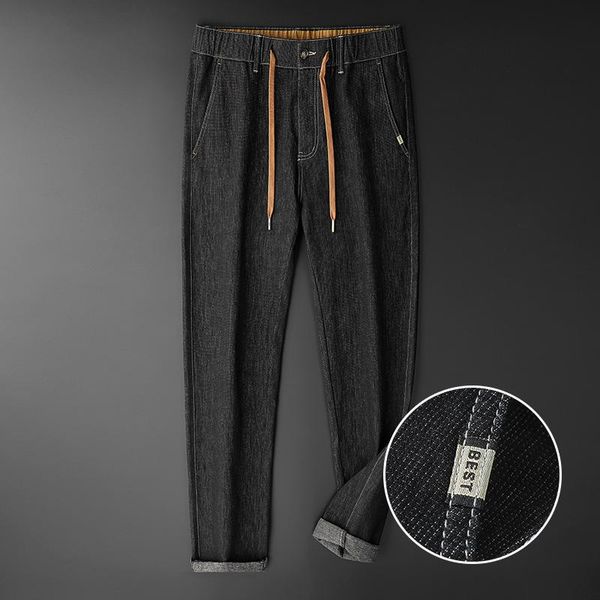 

new arrival autumn men loose jeans pants youth fashion straight tube elastic waist casual full length plus size mlxl2xl3xl4xl5xl, Blue