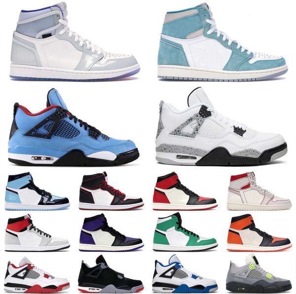 

1 4 4s women men patent chicago mushroom basketball shoes jumpman obsidian 1s high black unc green trainers sport sneakers