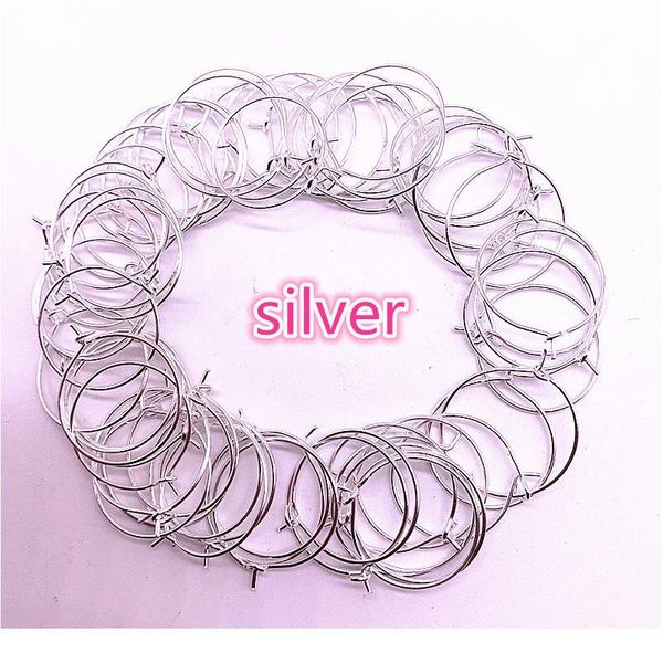 

diy 30pcs/lot 20 25 30 35mm silver gold plating hoops earrings big circle ear wire hoops earrings wires for jewelr jllrwg