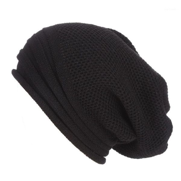 

winter baggy slouchy beanie hat wool knitted warm cap for men women h7jp1, Black