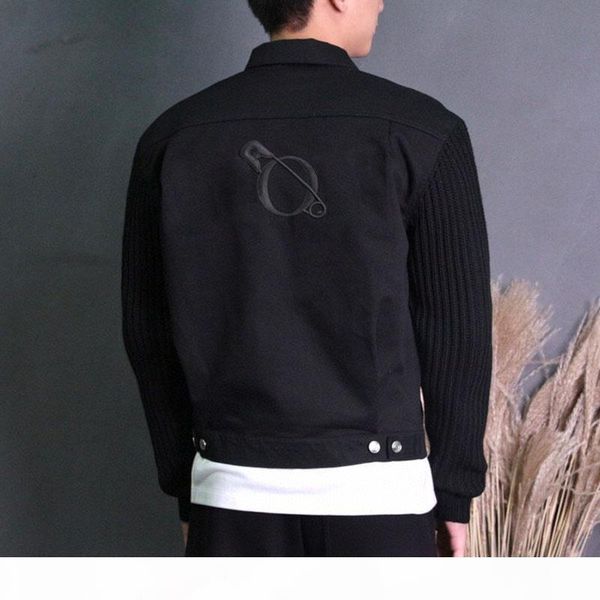 

20fw letter embroidery denim jacket knitted sleeves spring autumn women men splicing outwear high street simple denim jackets hfymjk394, Black;brown