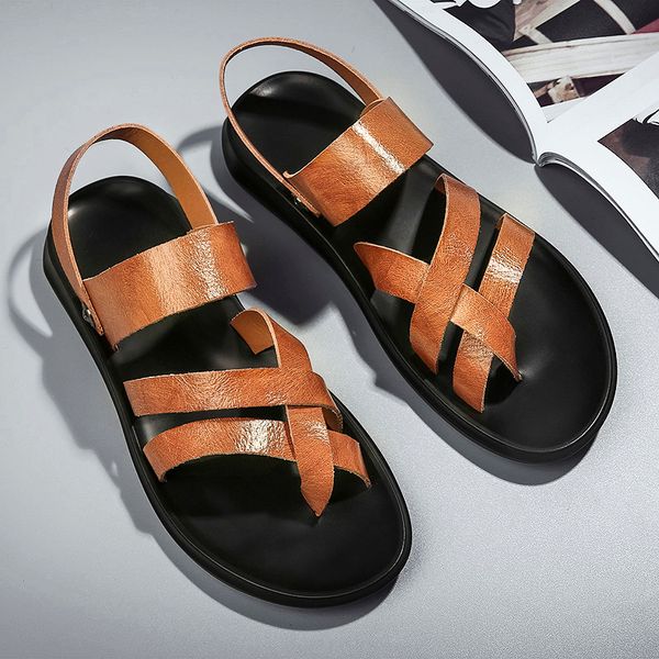 

summer fashion casual light comfortable men sandals outdoor open toe beach shoes all-match flip flop 2020 y200702, Black