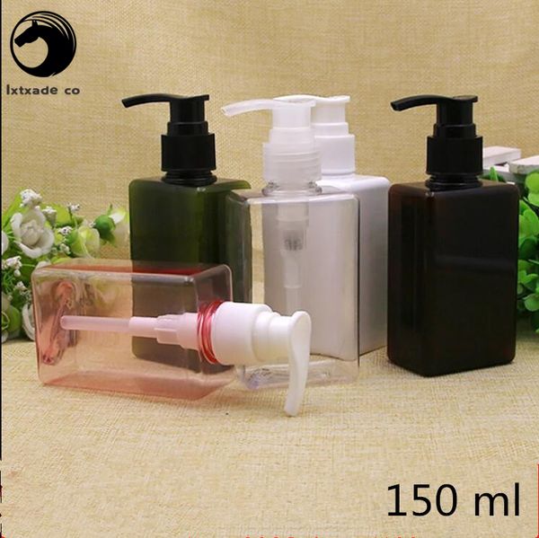 30 pezzi Spedizione gratuita Bottiglie quadrate vuote in plastica da 150 ml pompa Contenitori cosmetici per shampoo di nuovo stile di grado superiore all'ingrosso