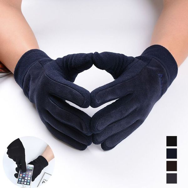 

new fleece suede touchscreen winter warm cycling bicycle ski outdoor washable camping hiking gloves sports full finger, Blue;gray