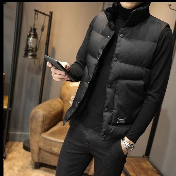 

new thickened cotton waistcoat for men in winter, Black;white