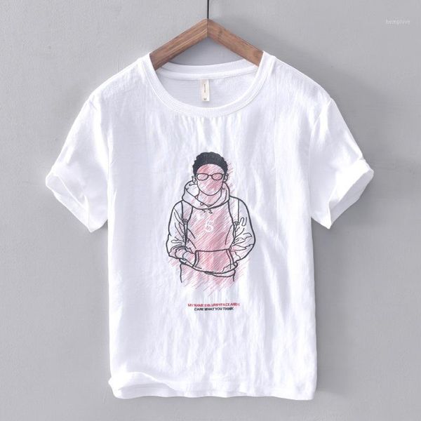 

new summer cotton and linen stitching men's t-shirt casual round neck men's short-sleeved t-shirt1, White;black