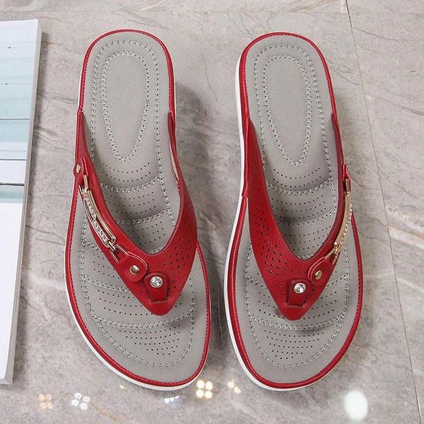 

2021 Women Slippers Metal Button Shoes Wedge Beach Sandals Women's New Summer Outside Shoe Ladies Clip Toe Female Footwear #6i6d, Black