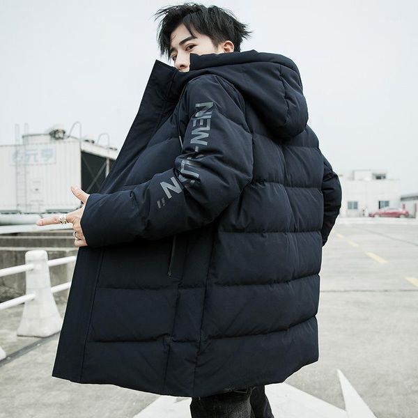

down jacket male hooded jacket in long 2020 winter menswear thickening warm down coat1, Black