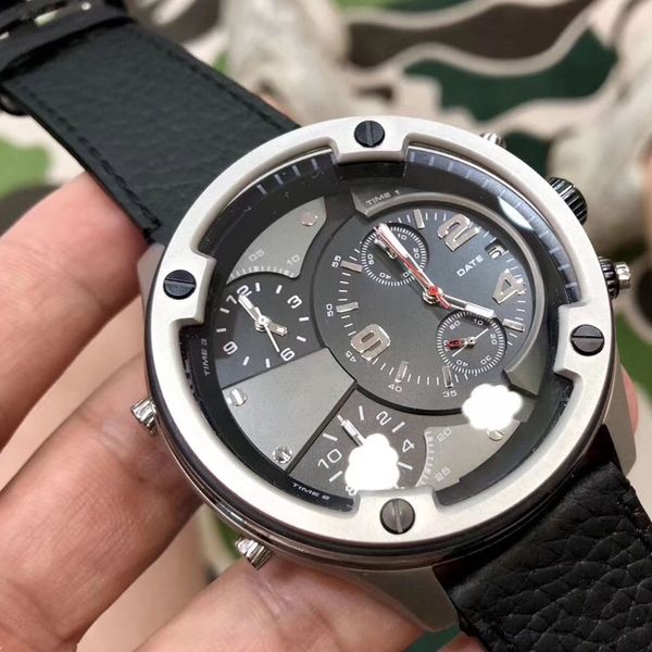 

2020 dz new watches - dz7415 dz7416 dz7417 dz7418 three movement chrono watch all function work well men military sports watch with box, Slivery;brown