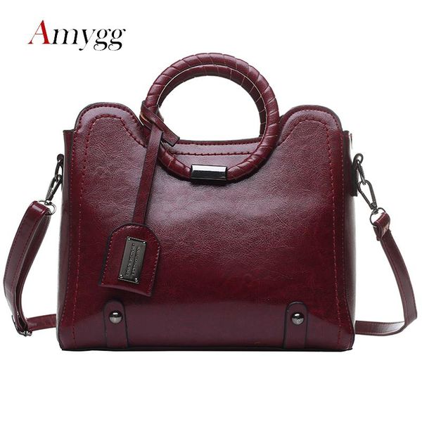 

amygg vintage ring tote bag solid shoulder bag square soft messenger multifunktions women handbags bolso mujer