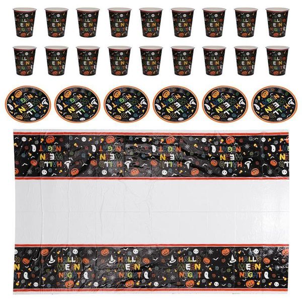 

1 комплект хэллоуин бумага пустыни для пустынной таблицы декоративные бумажные плиты хэллоуин бумаги столовые посуды пластины чашки вечеринк